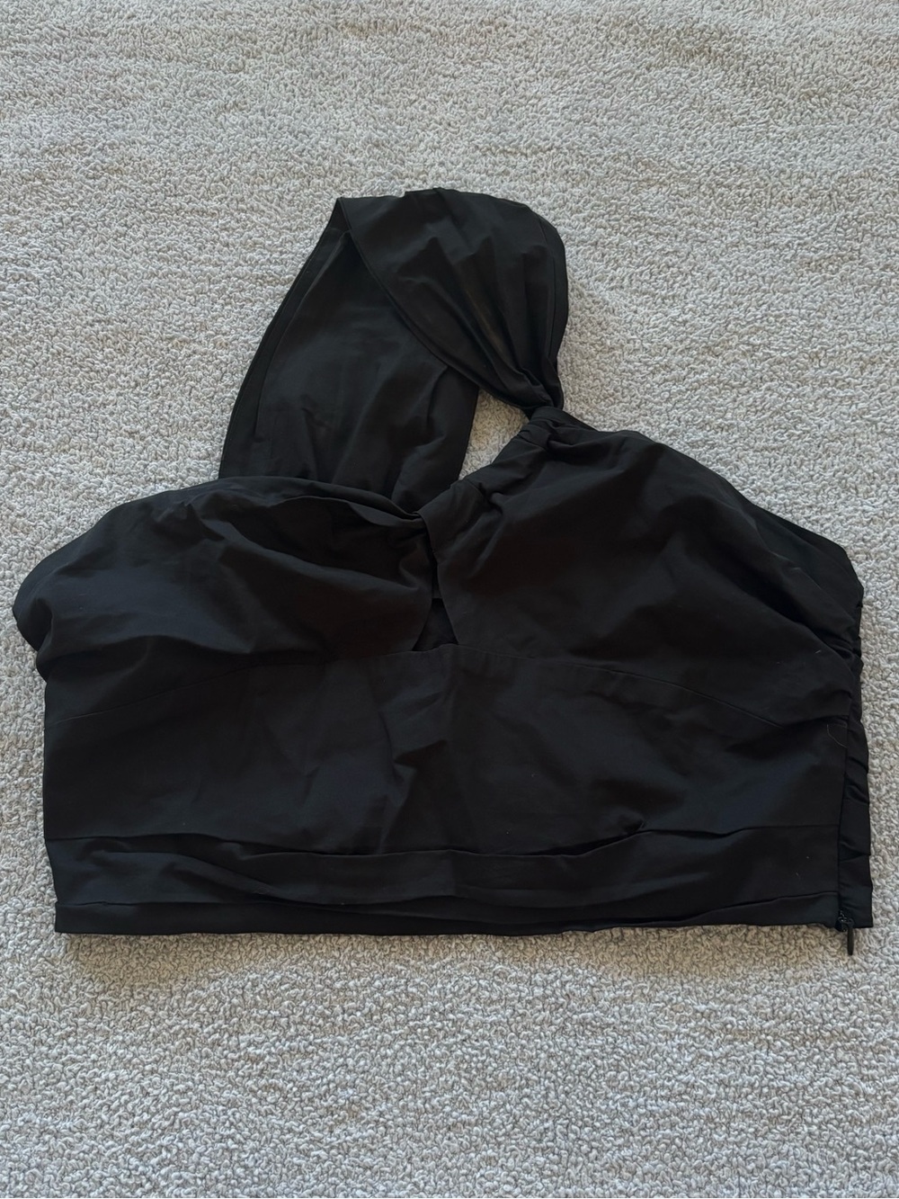 Olivaceous Black One-Shoulder Crop Top